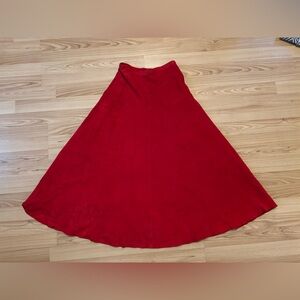 Red Suede A-Line Maxi Skirt - Womens